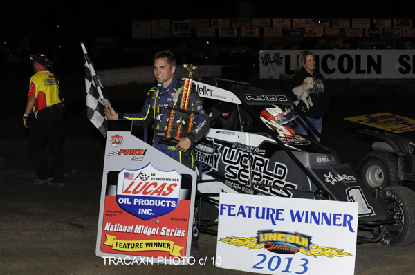 Micheal Pickens, part of the down under invasion, takes night #2 of POWRi SpeedWeek at Lincoln IL... Photo by R.J. Brown 