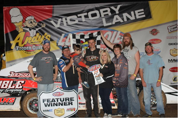 Kris Jackson picked up his second Ozark Golf Cars B-Mod feature victory of the season. (Chris Bork photo)