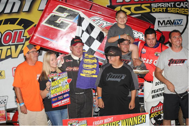 Wayne Johnson captured Friday's middle leg of the Hockett/McMillin Memorial at Lucas Oil Speedway by leading wire-to-wire. (Chris Bork photo)