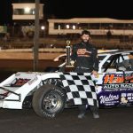 MCBIRNIE, SMITH, PESTOTNIK, GIFFORD AND GEORGE SEE CHECKERS ON COLD NIGHT AT BOONE SPEEDWAY
